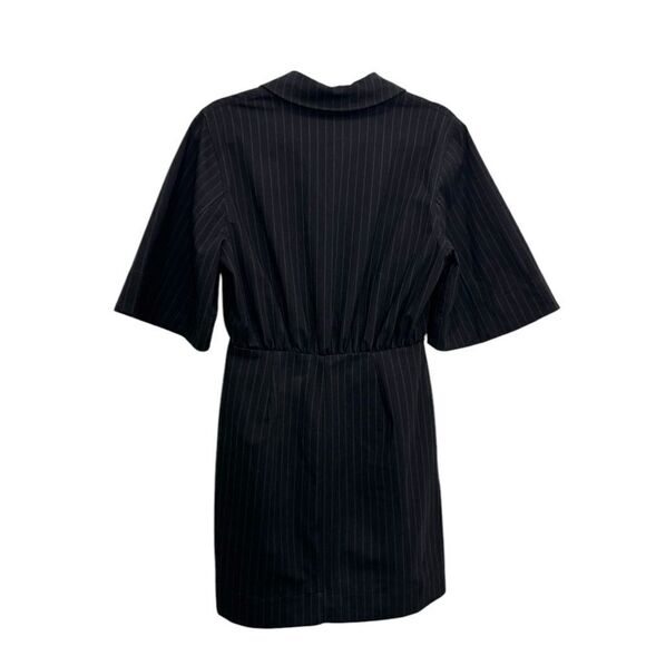 NWT GANNI + NET SUSTAIN pinstriped recycled-twill mini dress - Picture 12 of 16